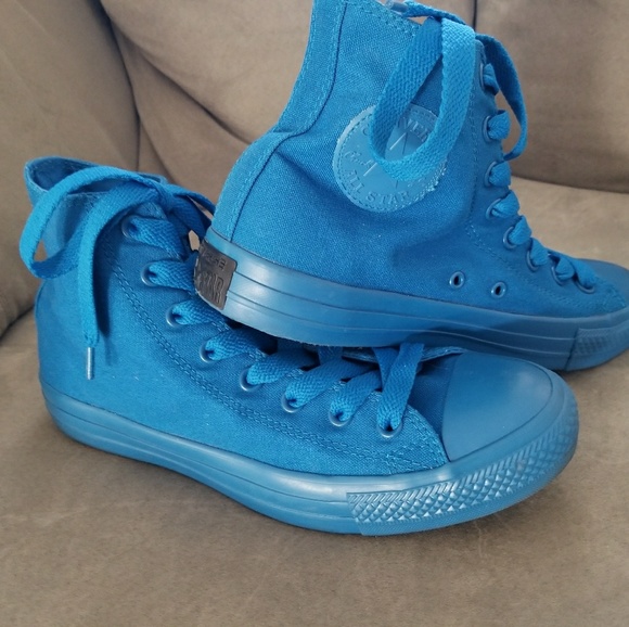 Converse All Star Monochrome All Blue High Tops - Picture 4 of 8
